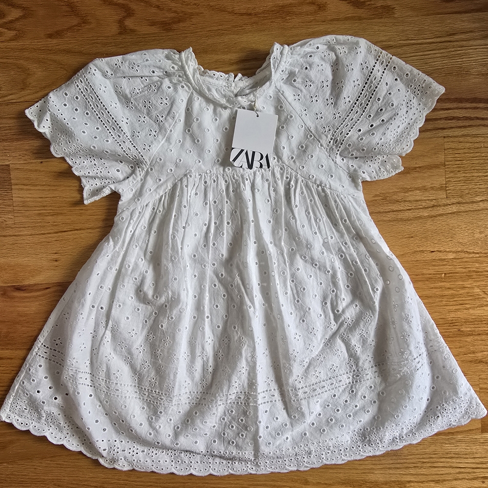 Zara White Puff Sleeve Babydoll Dress